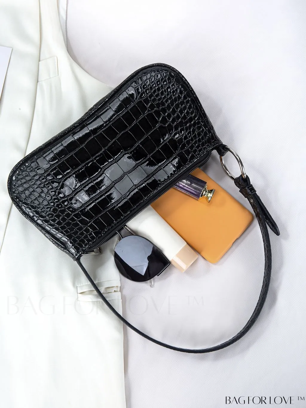 BagForLove - Embossed Crocodile Baguette: Sophisticated and Compact