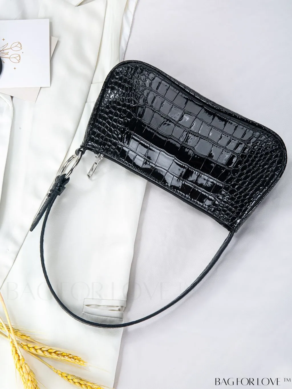 BagForLove - Embossed Crocodile Baguette: Sophisticated and Compact