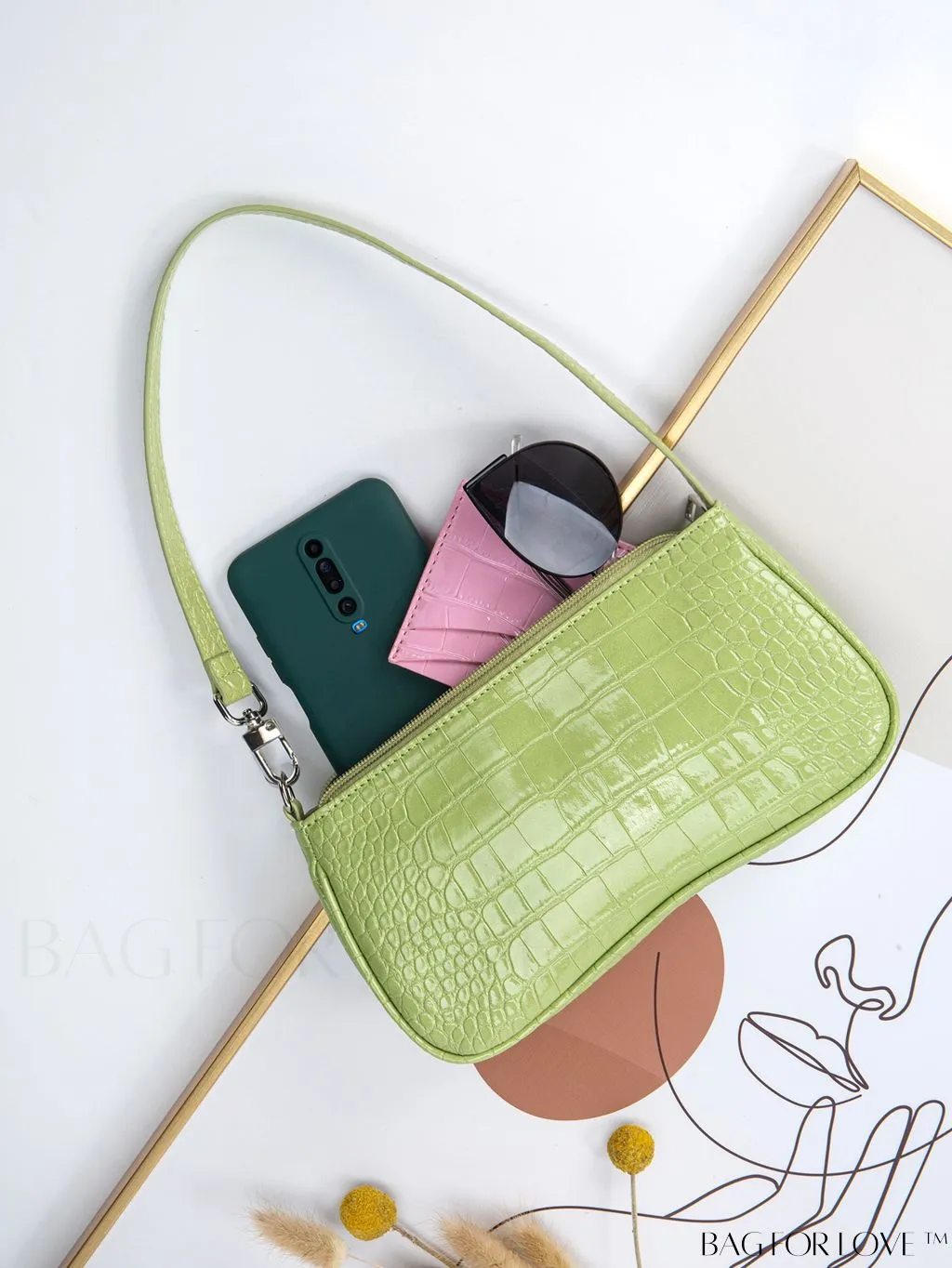 BagForLove - Embossed Crocodile Baguette: Sophisticated and Compact