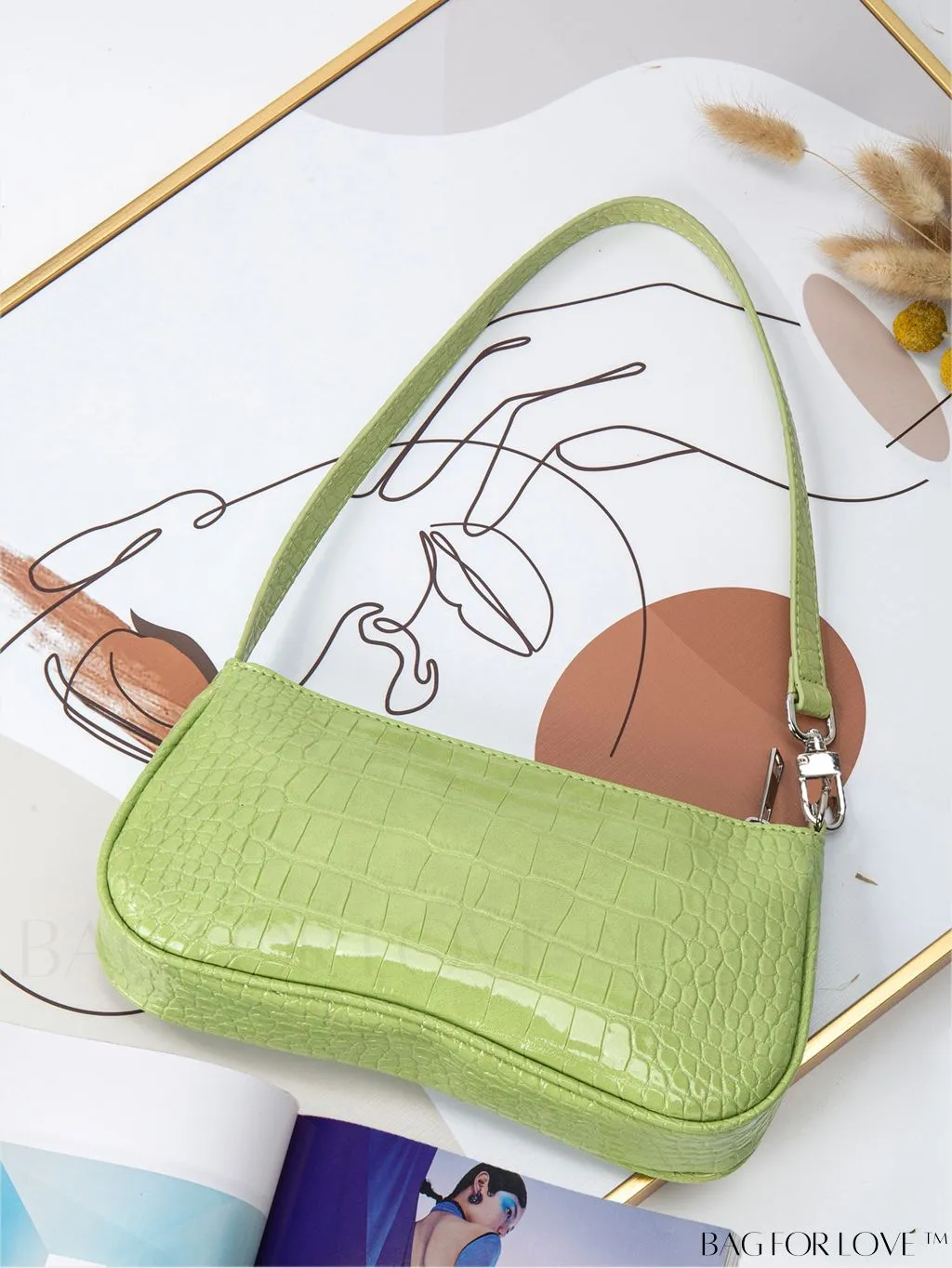 BagForLove - Embossed Crocodile Baguette: Sophisticated and Compact