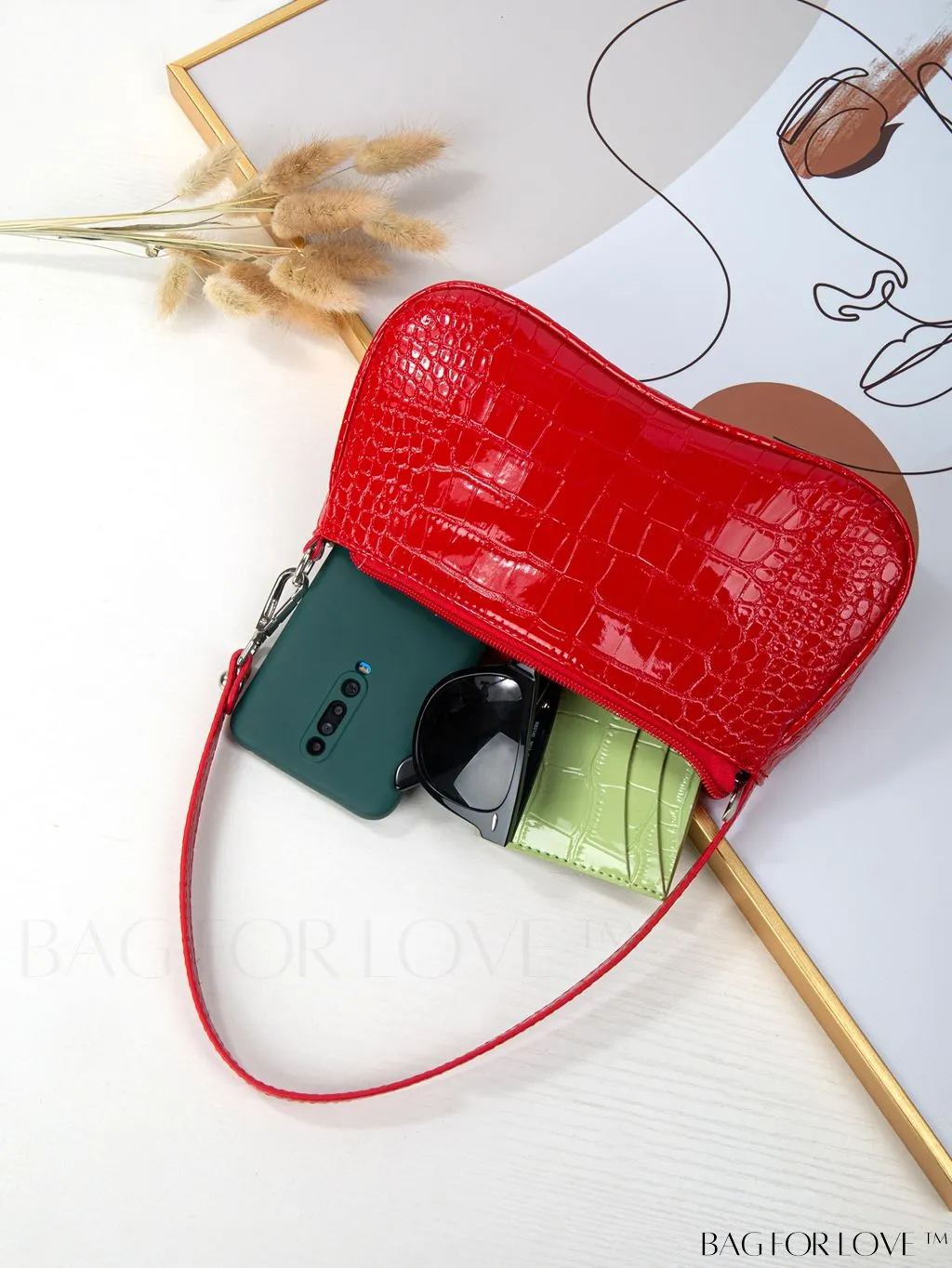 BagForLove - Embossed Crocodile Baguette: Sophisticated and Compact