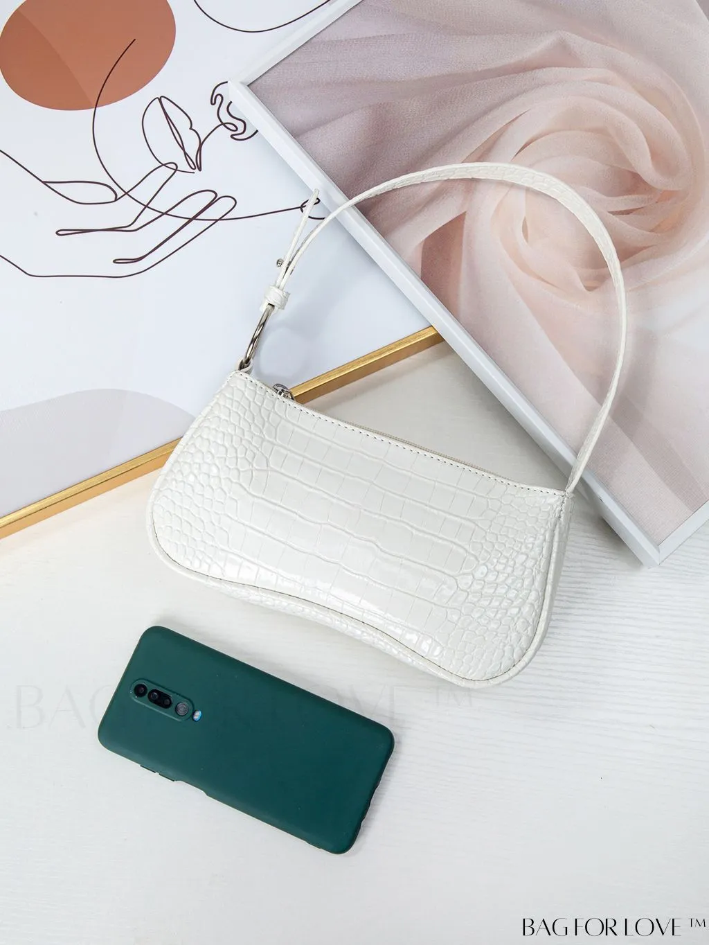 BagForLove - Embossed Crocodile Baguette: Sophisticated and Compact