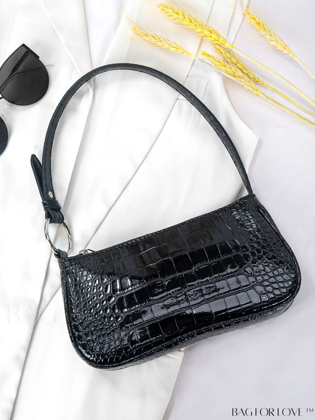 BagForLove - Embossed Crocodile Baguette: Sophisticated and Compact