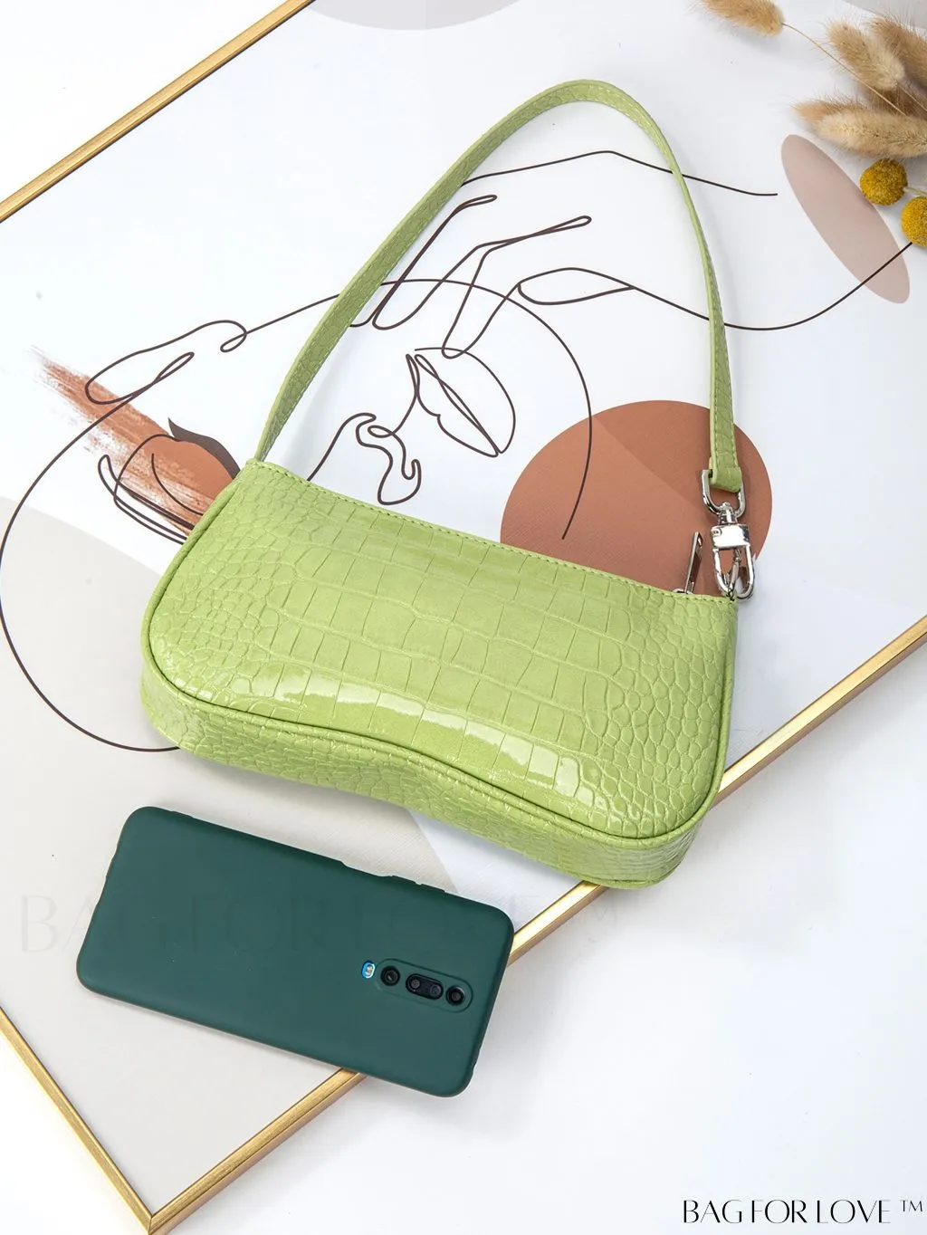 BagForLove - Embossed Crocodile Baguette: Sophisticated and Compact