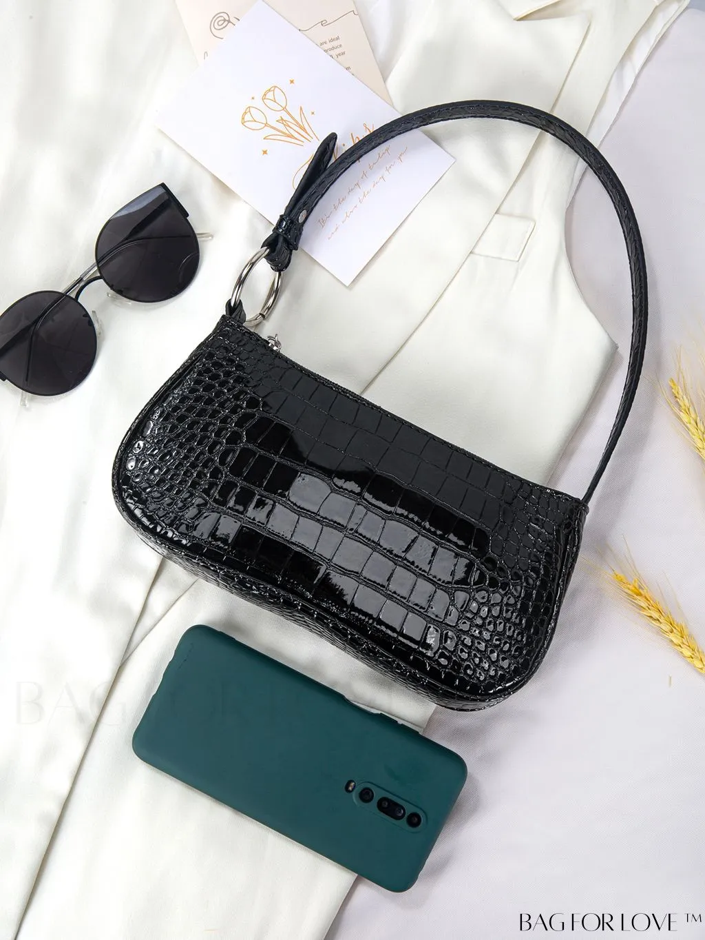 BagForLove - Embossed Crocodile Baguette: Sophisticated and Compact