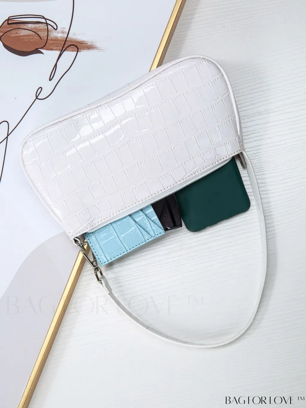 BagForLove - Embossed Crocodile Shoulder Bag