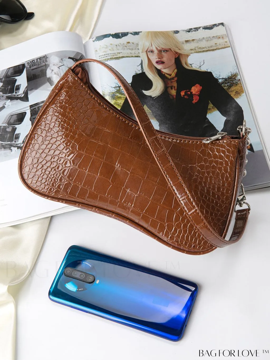 BagForLove - Exquisite Crocodile-Embossed Baguette Handbag