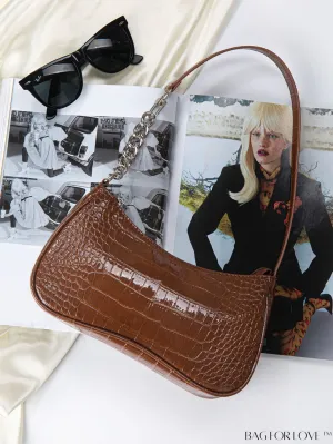 BagForLove - Exquisite Crocodile-Embossed Baguette Handbag