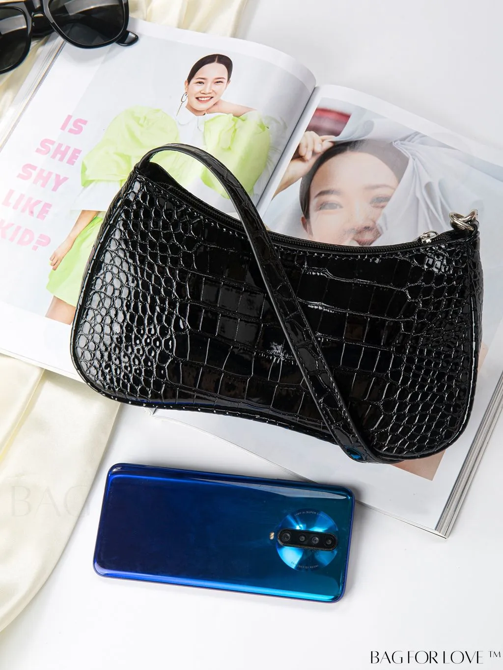 BagForLove - Exquisite Crocodile-Embossed Baguette Handbag