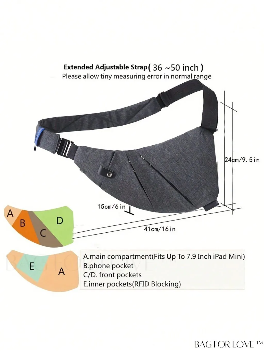 BagForLove - Sleek Anti-Theft Crossbody Sling Bag - Multi-Pocket Design