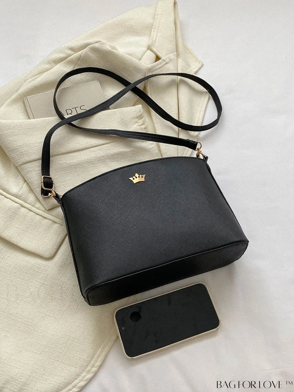 BagForLove - Sleek Black Crossbody Bag with Minimal Design