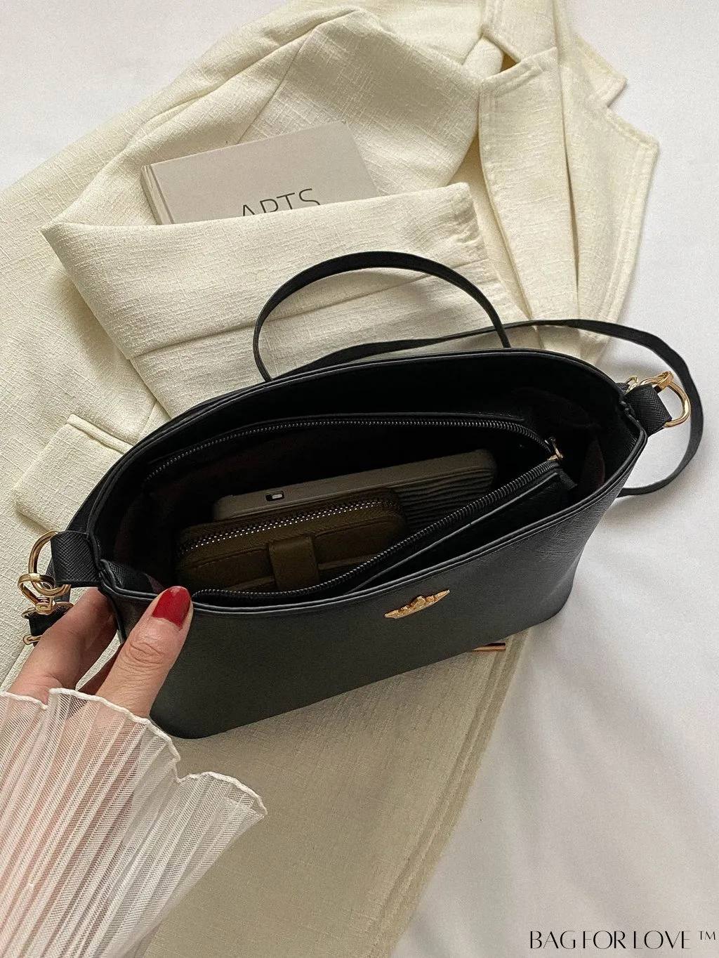 BagForLove - Sleek Black Crossbody Bag with Minimal Design