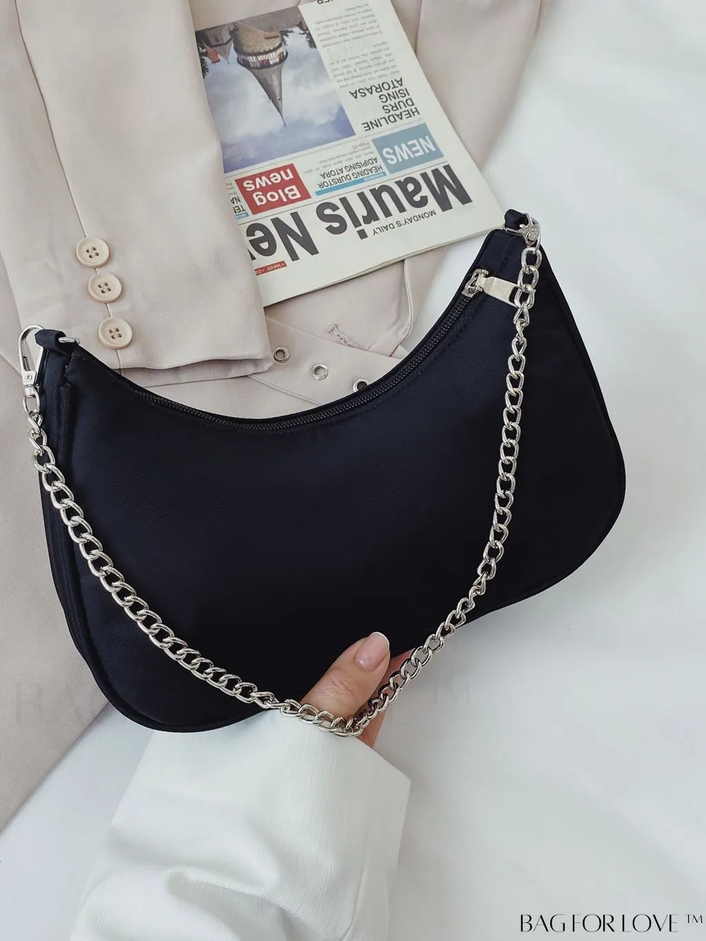 BagForLove - Sleek Chain Baguette Handbag