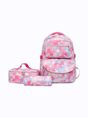 BagForLove - Star Graphic Backpack Trio With Pen Case For University Students