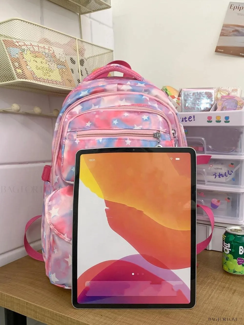 BagForLove - Star Graphic Backpack Trio With Pen Case For University Students