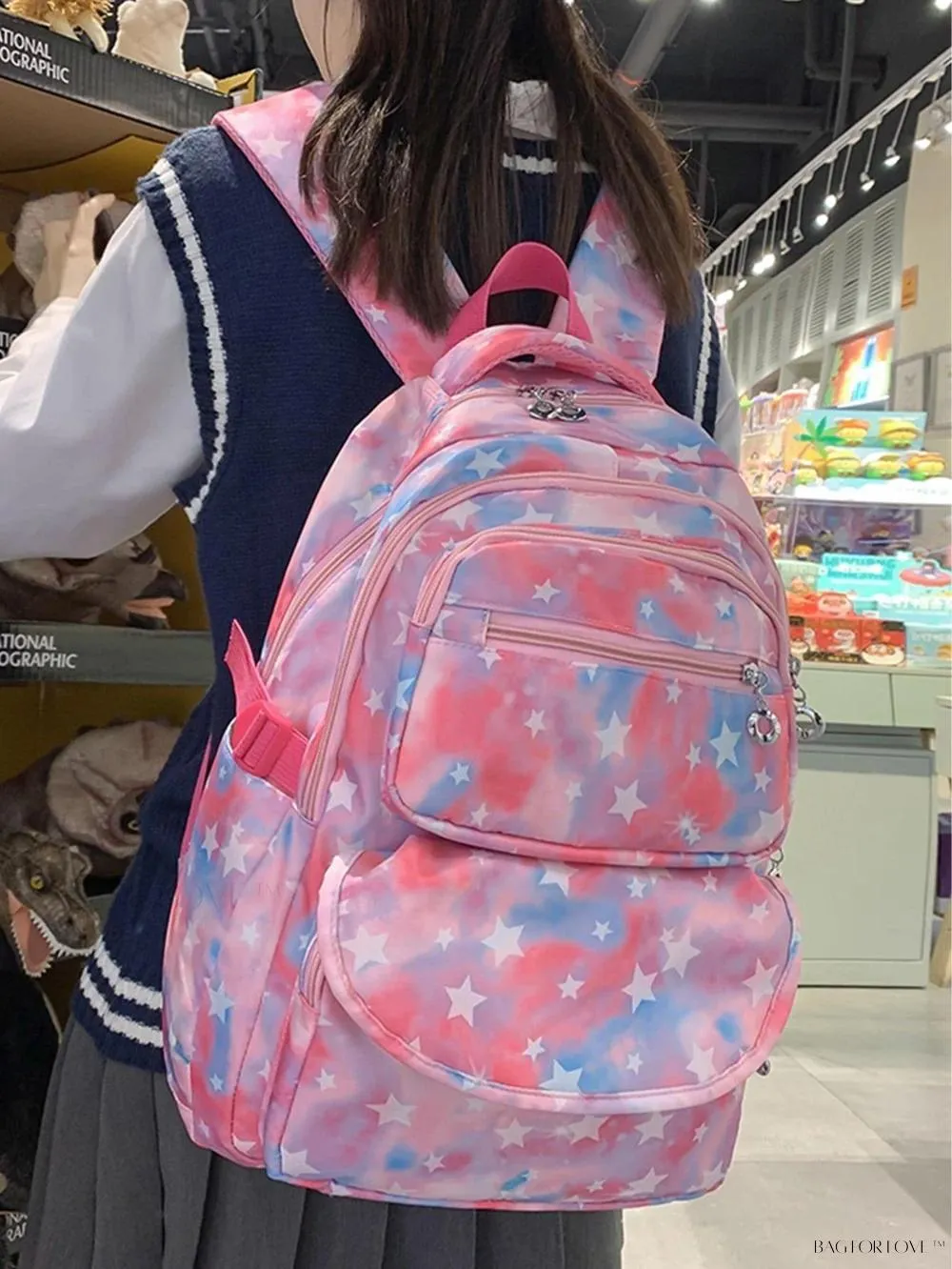 BagForLove - Star Graphic Backpack Trio With Pen Case For University Students
