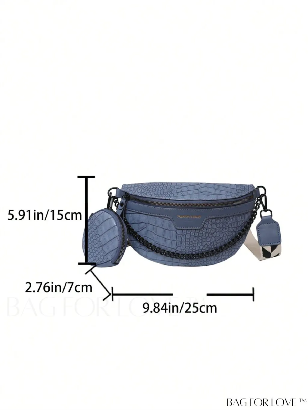 BagForLove - Stylish Crocodile Embossed PU Fanny Pack with Coin Purse