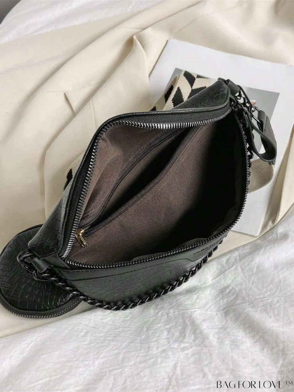 BagForLove - Stylish Crocodile Embossed PU Fanny Pack with Coin Purse