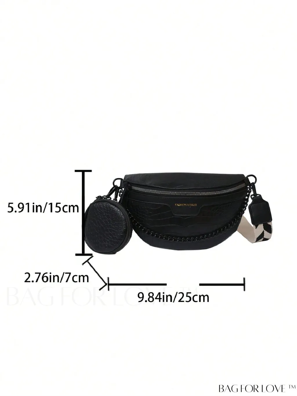 BagForLove - Stylish Crocodile Embossed PU Fanny Pack with Coin Purse