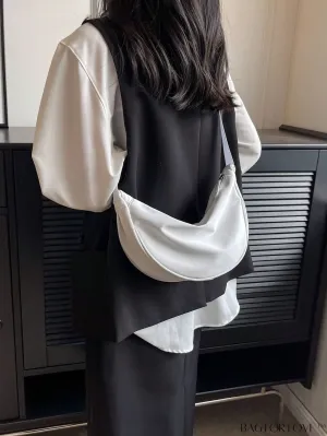 BagForLove - White Nylon Minimalist Hobo Bag - Sleek and Stylish