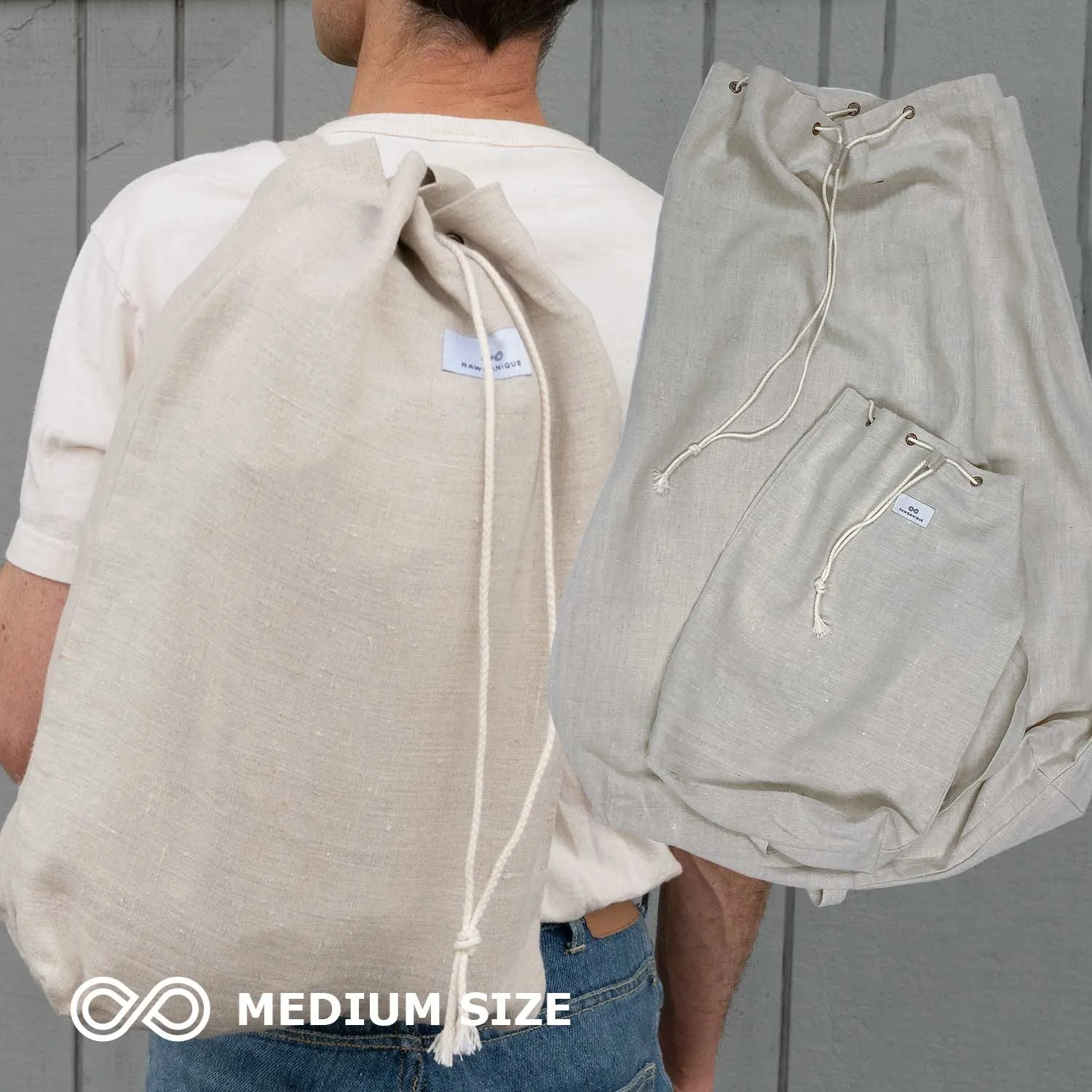 BAKERVILLE 100% Organic Hemp Laundry Sack Bag