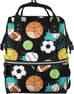 Ball Sport Diaper Bag Backpack For Baby Girls, Mom Waterproof Large Nappy Bags For Women