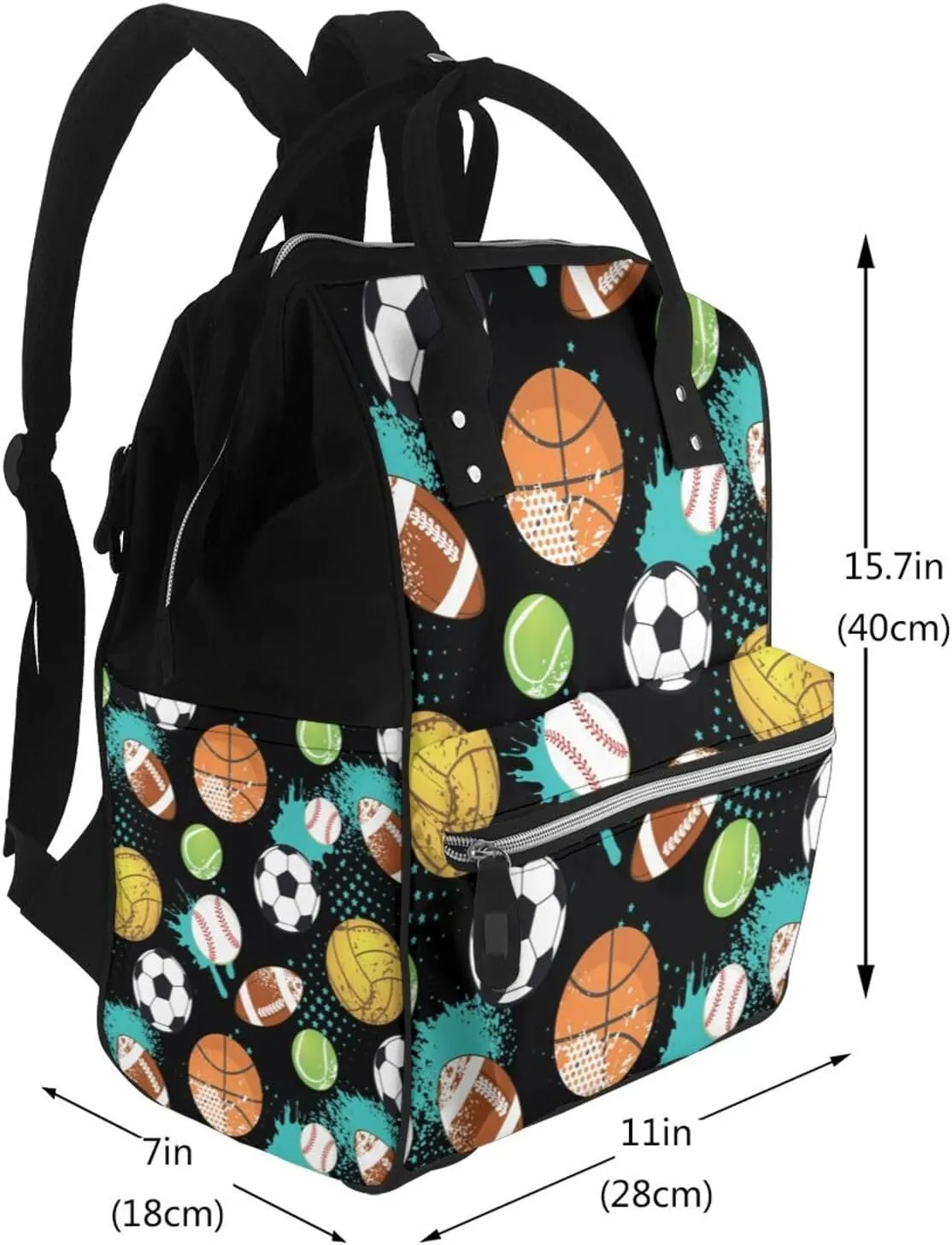 Ball Sport Diaper Bag Backpack For Baby Girls, Mom Waterproof Large Nappy Bags For Women