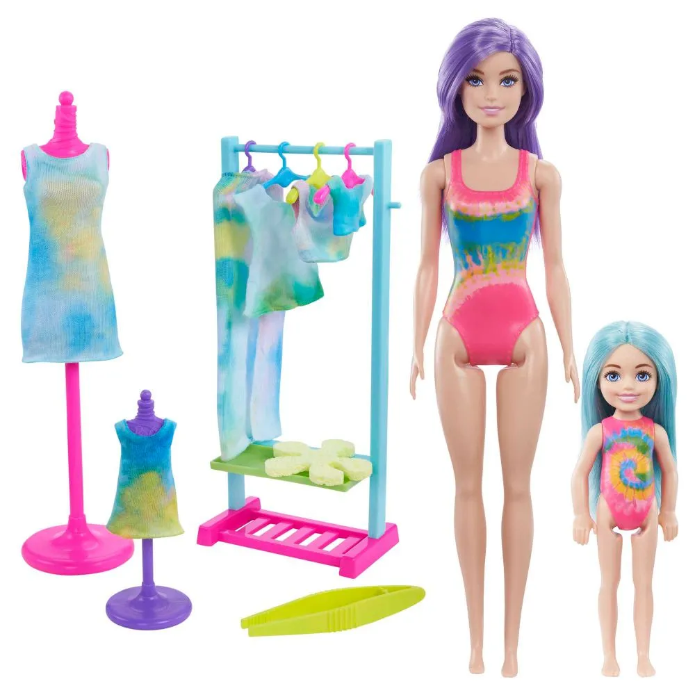 Barbie Doll Color Reveal Tie-Dye Fashion Maker With 2 Barbie Dolls
