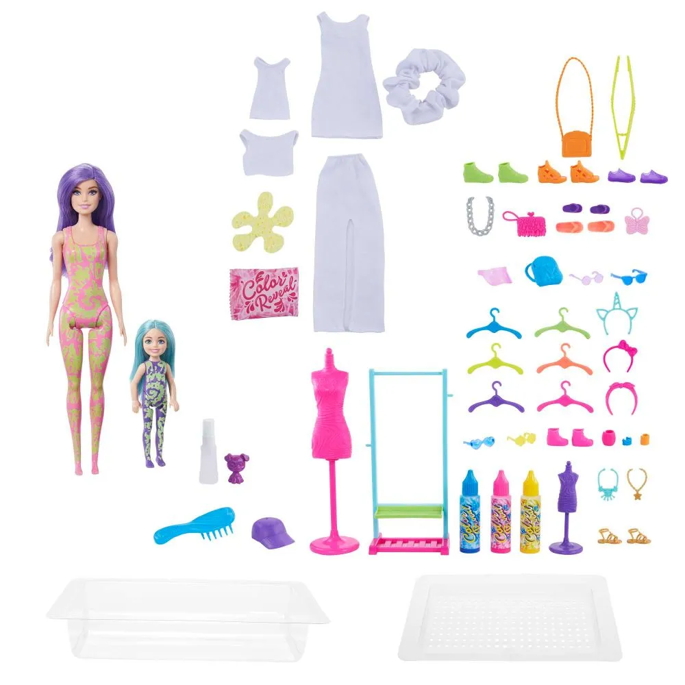 Barbie Doll Color Reveal Tie-Dye Fashion Maker With 2 Barbie Dolls