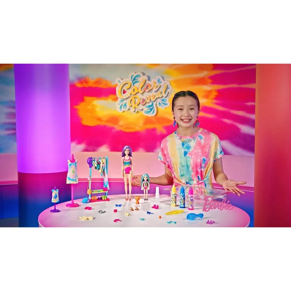 Barbie Doll Color Reveal Tie-Dye Fashion Maker With 2 Barbie Dolls