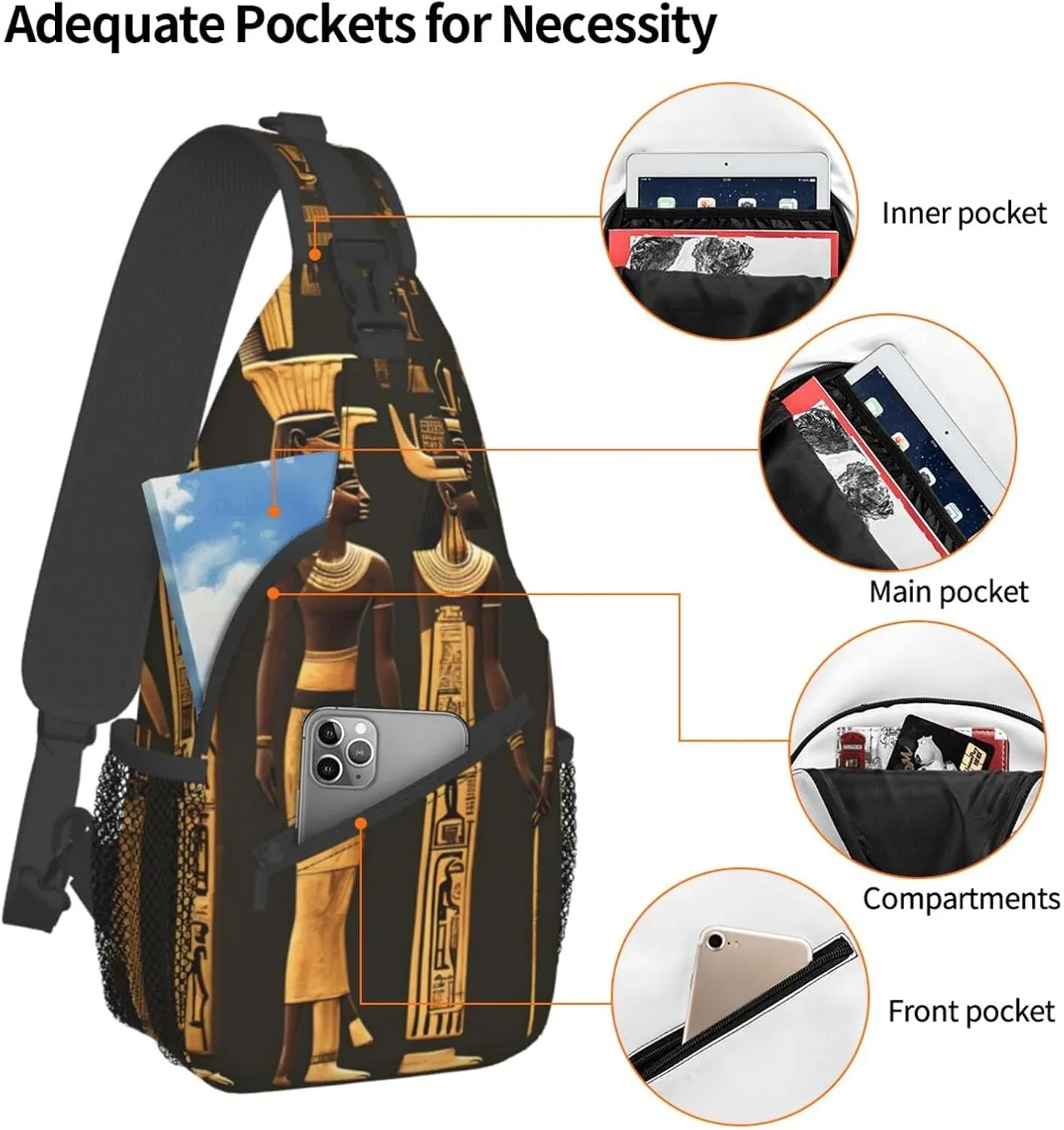 Basketball Print Crossbody Sling Backpack For Women Men,Sling Bag Travel Hiking Chest Bag Daypack
