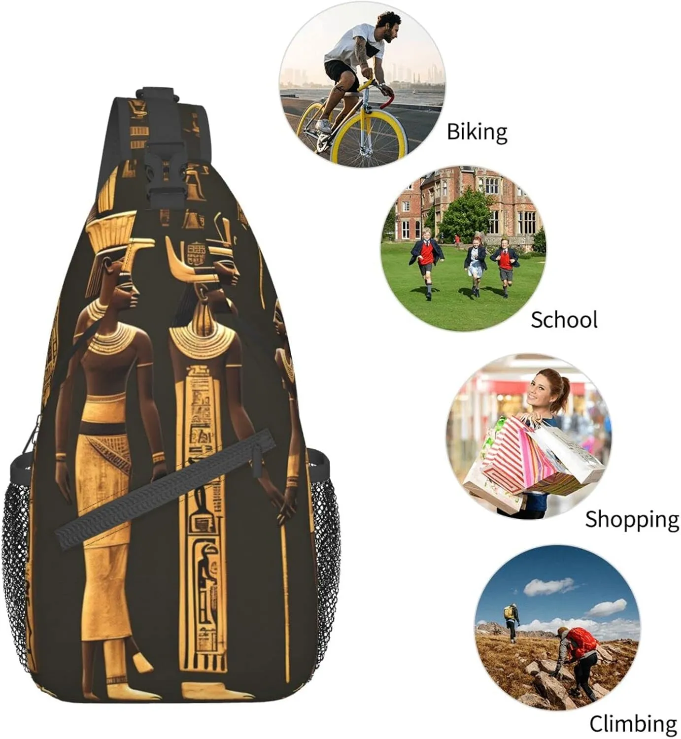 Basketball Print Crossbody Sling Backpack For Women Men,Sling Bag Travel Hiking Chest Bag Daypack