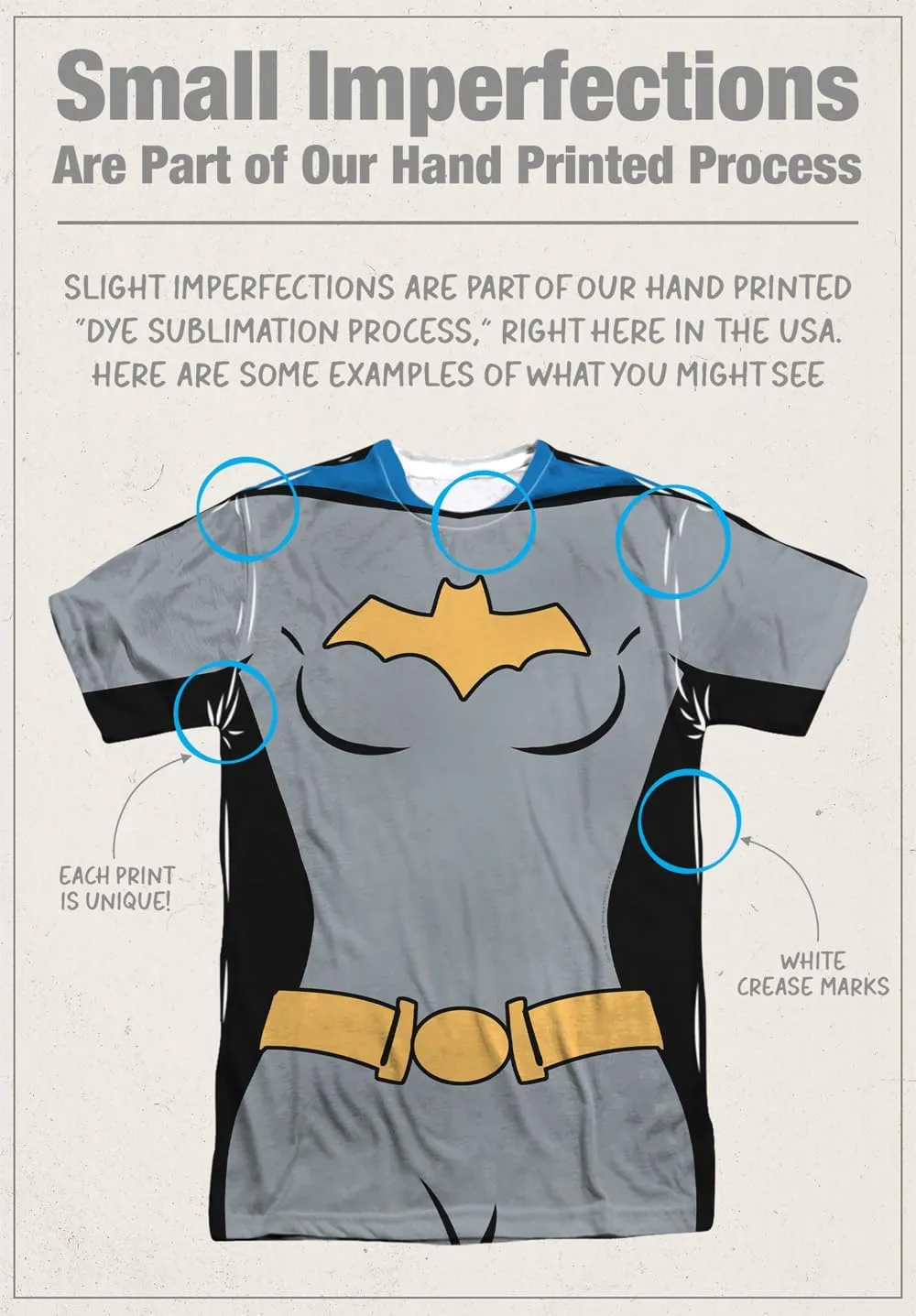 Batman The Animated Series Uniforms Collection Unisex Adult Sublimated Halloween Costume T Shirt (Front/Back)