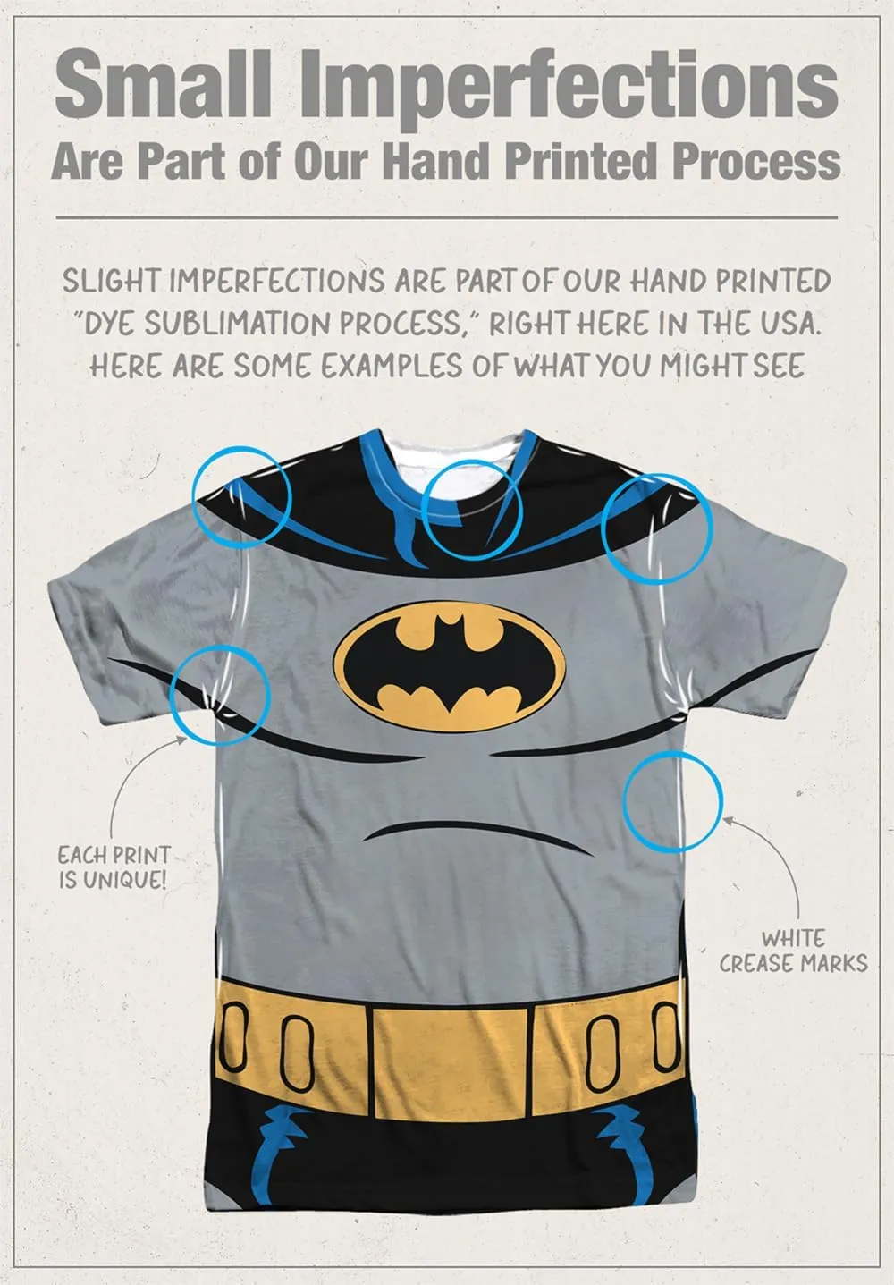 Batman The Animated Series Uniforms Collection Unisex Adult Sublimated Halloween Costume T Shirt (Front/Back)