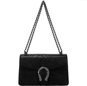 Bealin Women's Crossbody Shoulder Bag Retro Snake Print Square Satchel Handbag Chain Strap Clutch Leather Bag