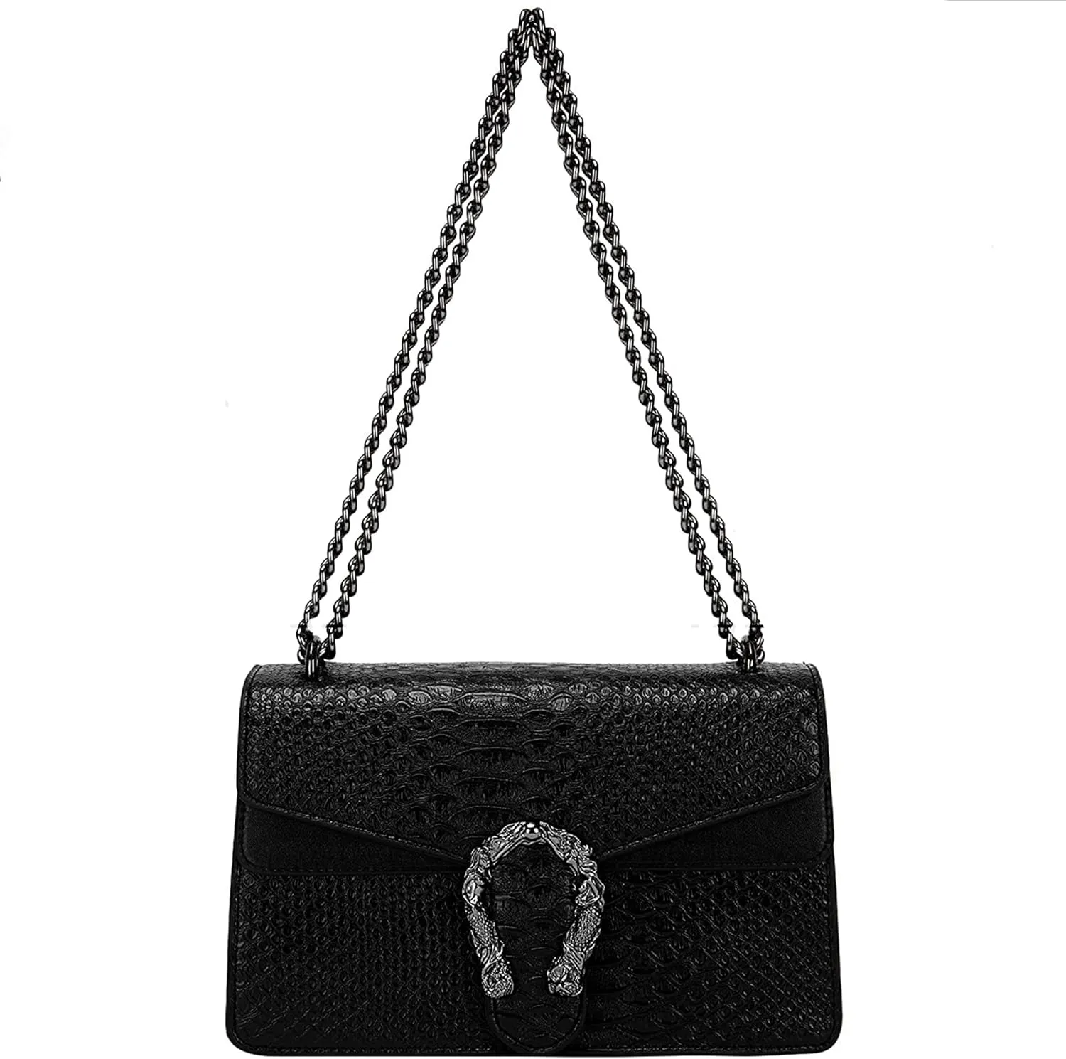 Bealin Women's Crossbody Shoulder Bag Retro Snake Print Square Satchel Handbag Chain Strap Clutch Leather Bag