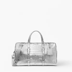 Bedford Travel Extra-Large Metallic Crocodile Embossed Leather Weekender Bag