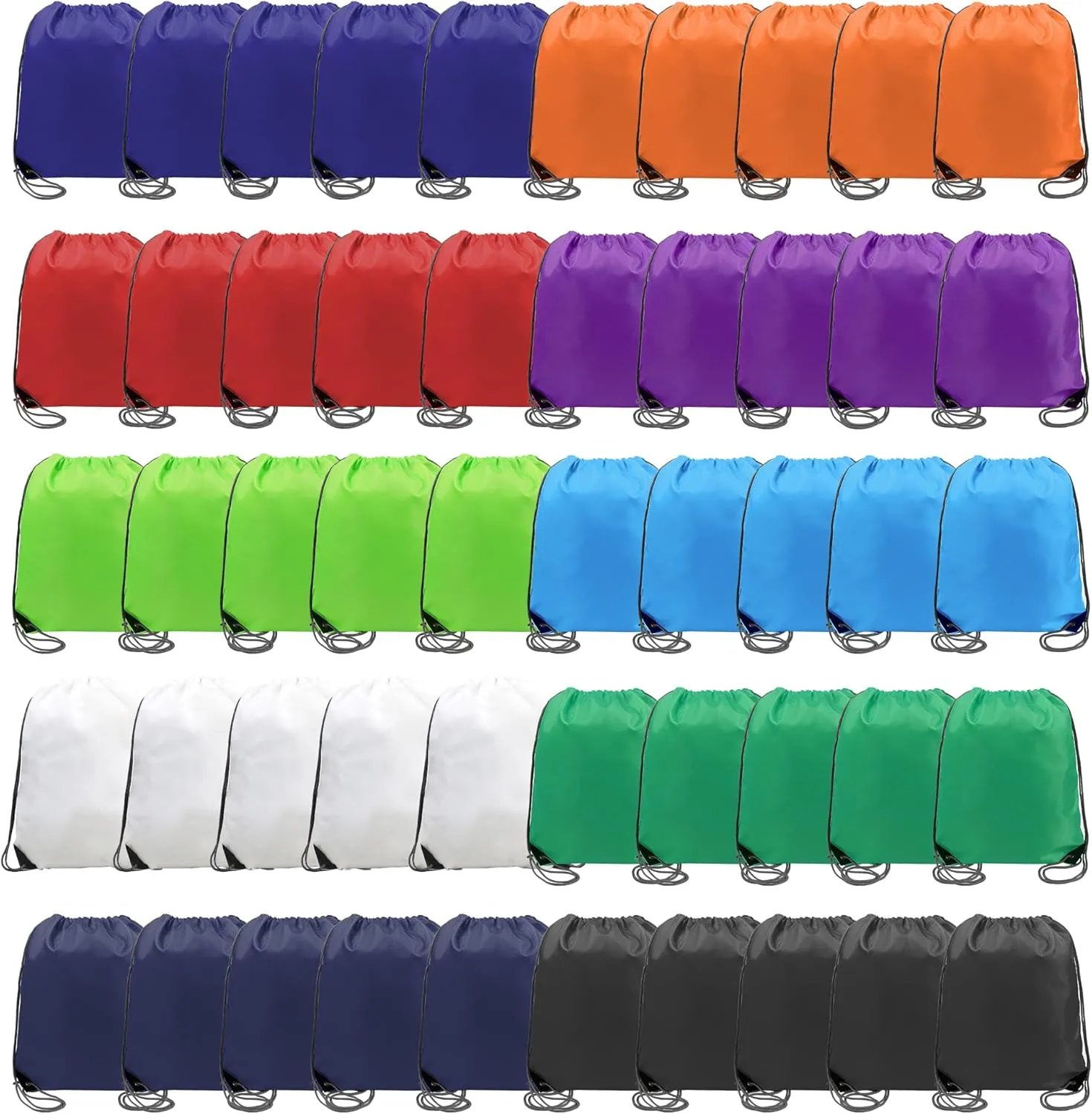 BeeGreen Drawstring Backpack Bags 20,30,50 Packs Reflective String Bags for Gym Sport Trip Cinch Sack DIY for Women Men