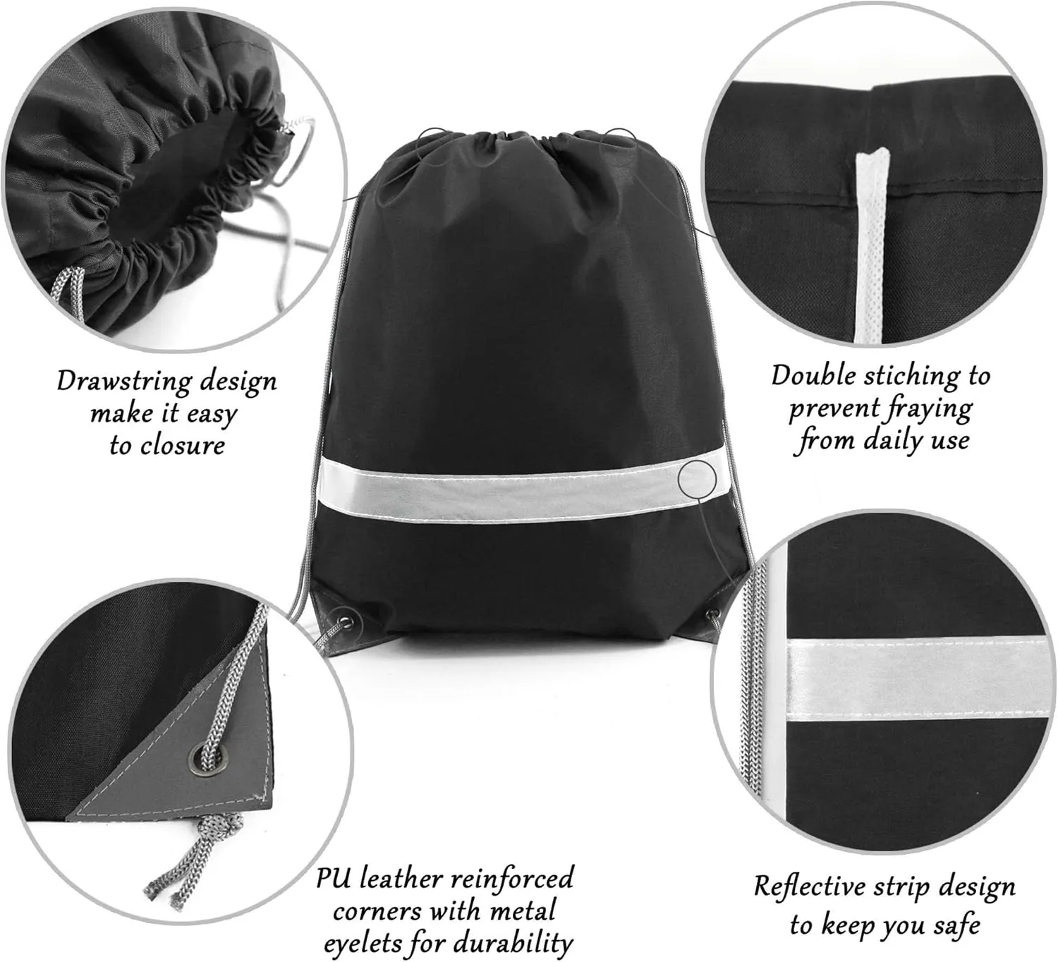 BeeGreen Drawstring Backpack Bags 20,30,50 Packs Reflective String Bags for Gym Sport Trip Cinch Sack DIY for Women Men