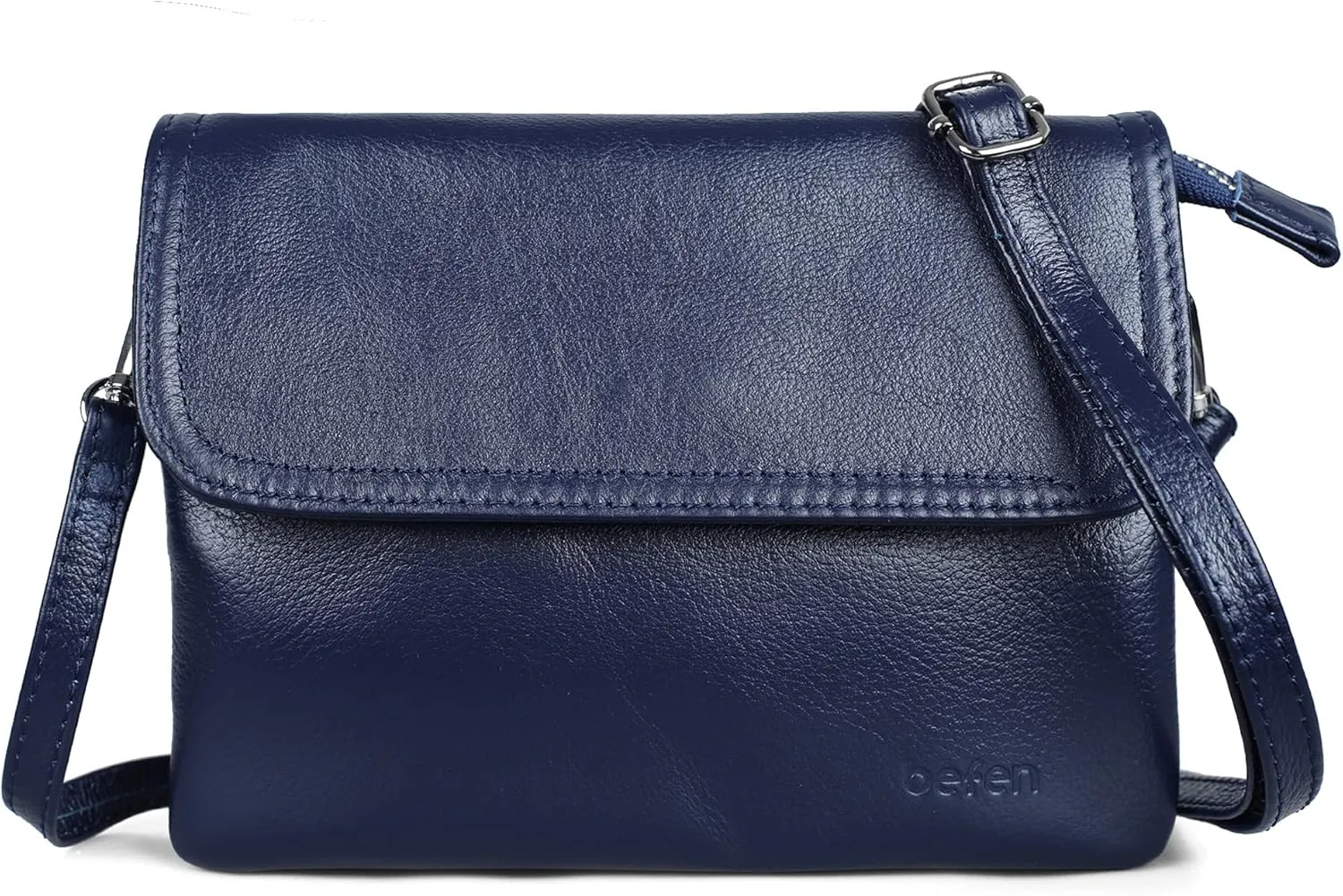 befen Genuine Leather Small Crossbody Bags for Women Cell Phone Bag Cross Body Purses,Silver Zipper