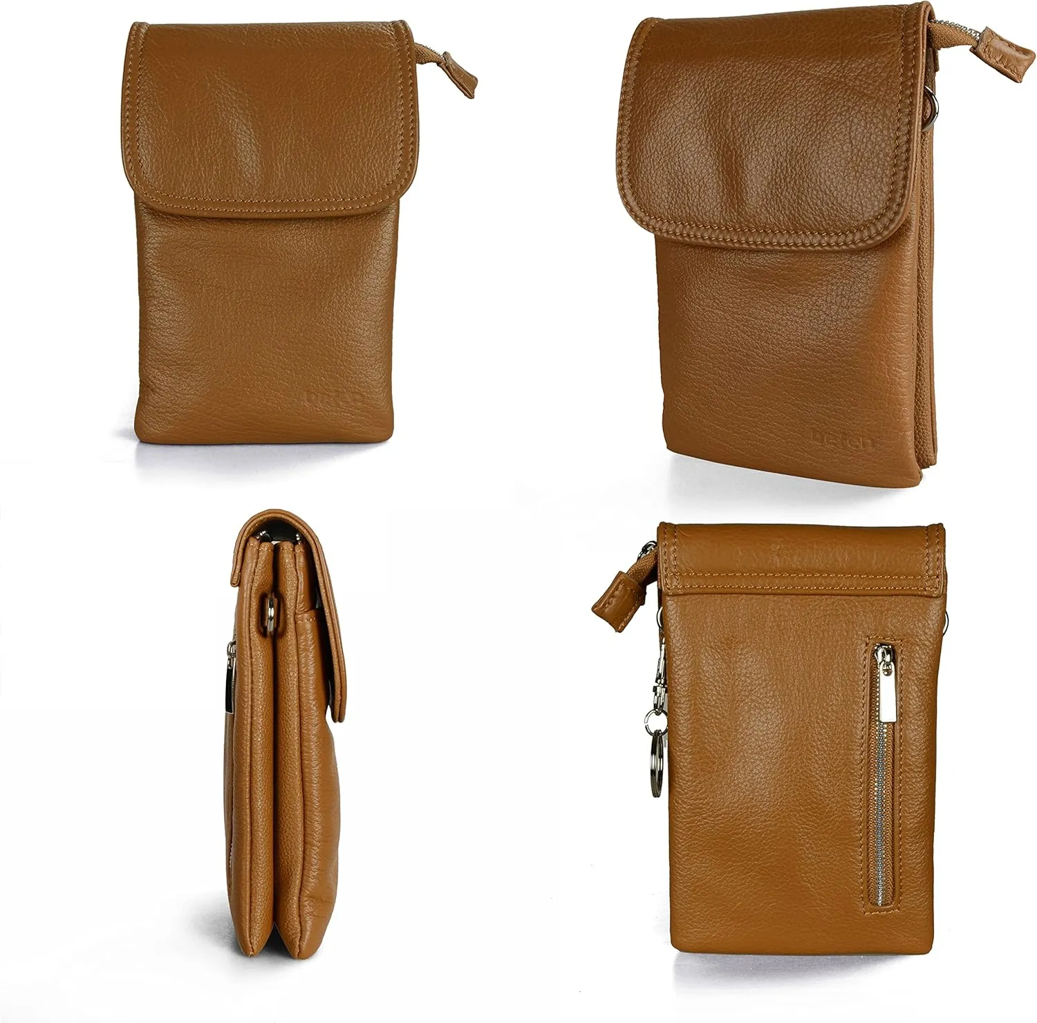 befen Genuine Leather Small Crossbody Bags for Women Cell Phone Bag Cross Body Purses,Silver Zipper