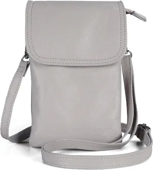 befen Genuine Leather Small Crossbody Bags for Women Cell Phone Bag Cross Body Purses,Silver Zipper