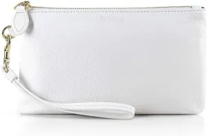 befen Women's Genuine Italian Leather Wristlet Clutch Wallet Purse, Gold Zipper