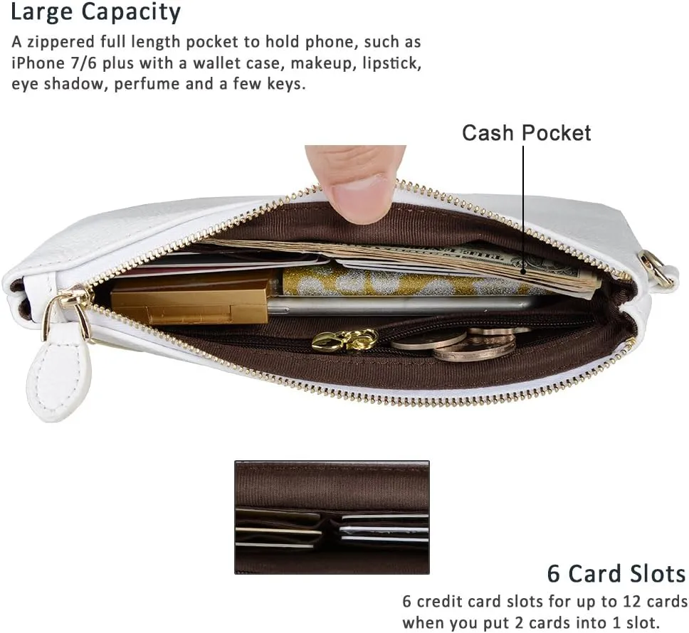 befen Women's Genuine Italian Leather Wristlet Clutch Wallet Purse, Gold Zipper