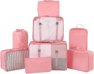 Belsmi 8 Set Packing Cubes with Shoe Bag - Compression Travel Luggage Organizer