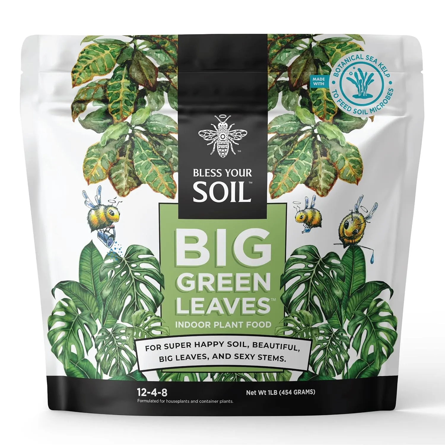Big Green Leaves Indoor Plant Food - House Plant Fertilizer - Fast Acting Minerals  Superfood Sea Kelp | 4X More Concentrated Than Liquid Plant Food (1LB)