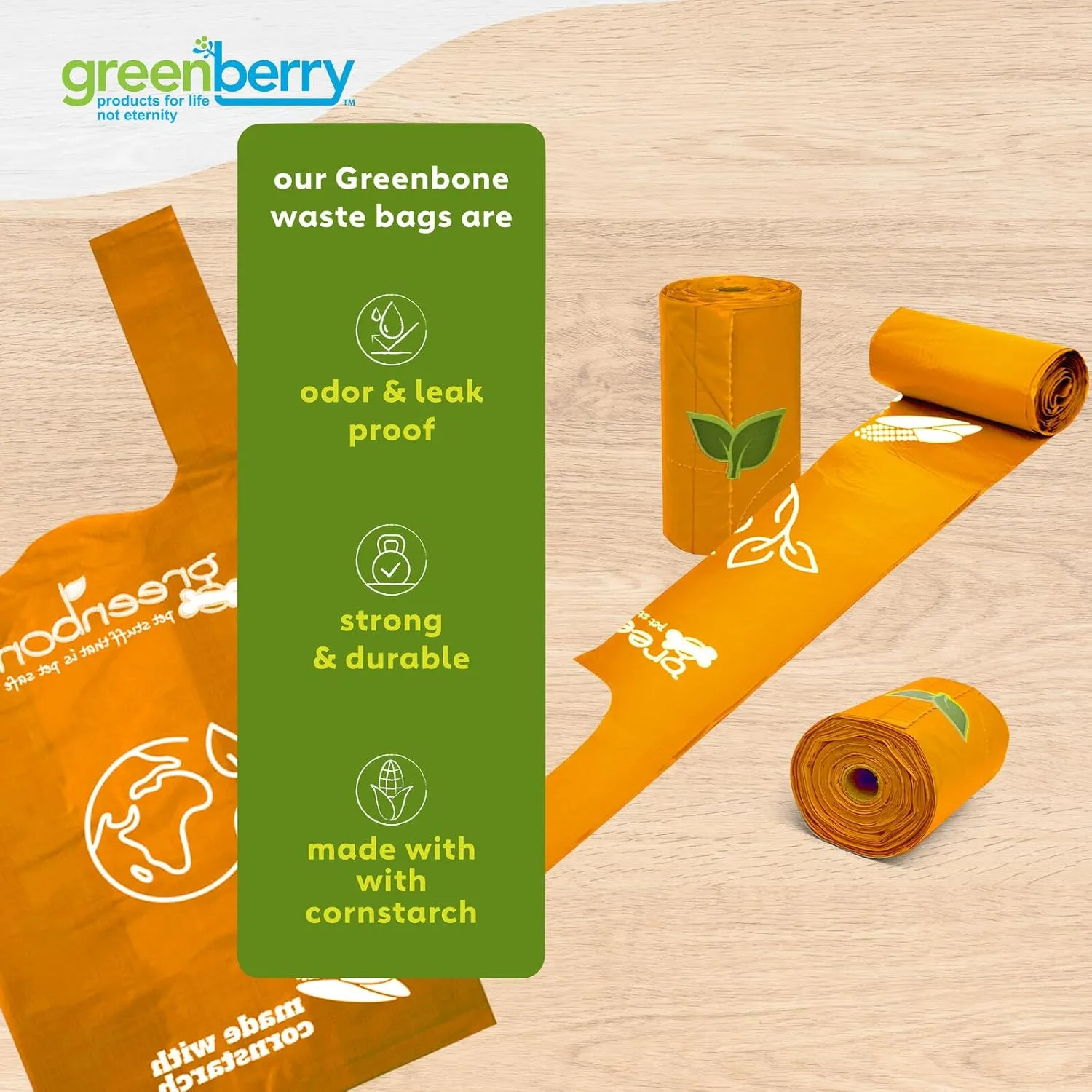 BioBase Cat or Dog Poop Bags Rolls with Handle Tie, Large Leak Proof- 18 rolls - 216 refills Leak Proof