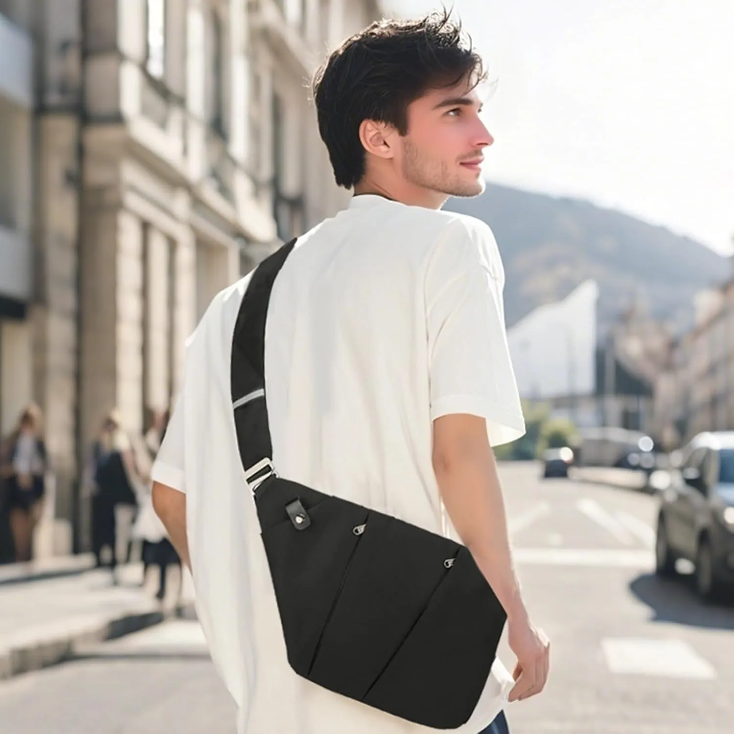 Black Anti Theft Crossbody Travel Bags Mens Sling Bag Over the Shoulder Bags for Women Gifts for Travelers