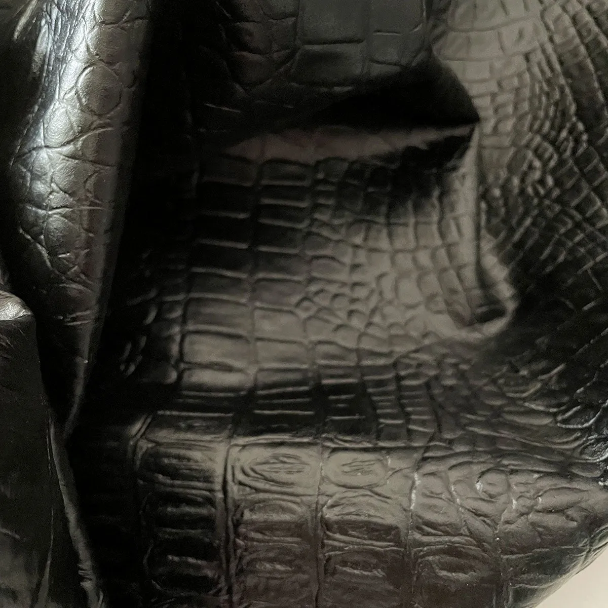 Black Croco Print Split Calf Leather