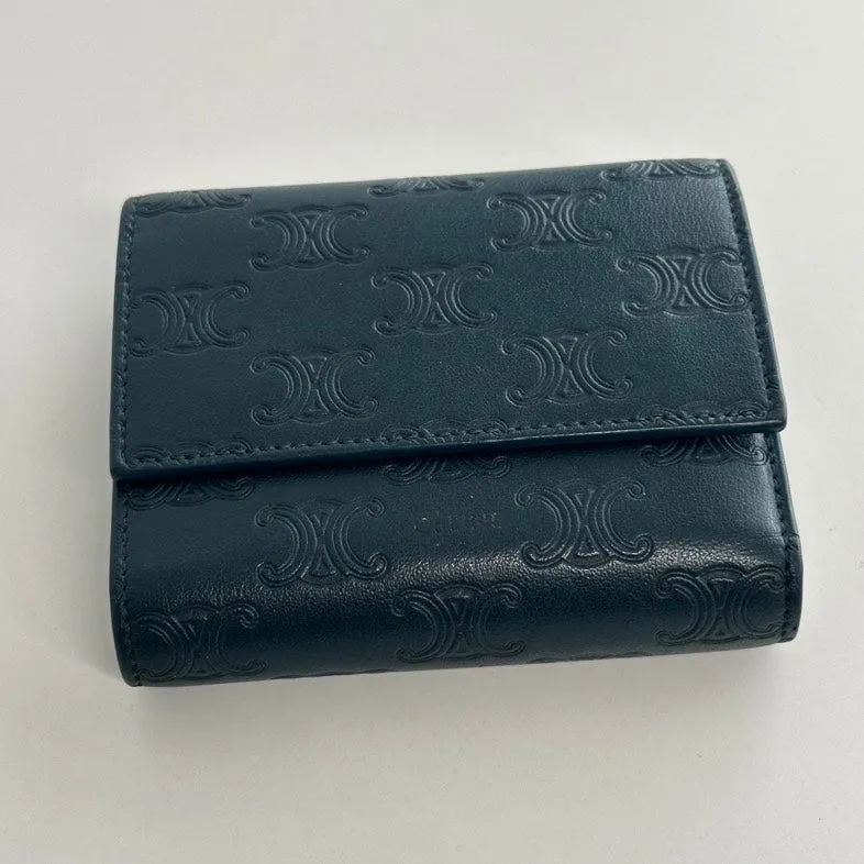 Black Wallet Triomphe Celine Leather Special deal Pre-loved Sleek and smooth